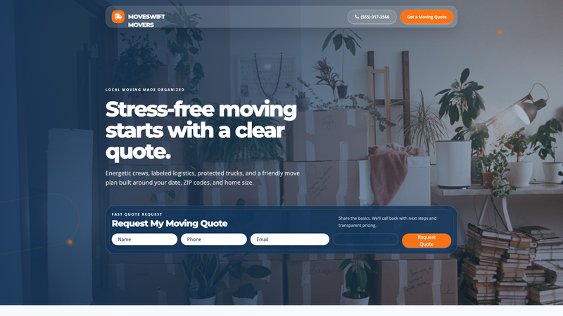 Moving Company Quote Request Landing Page