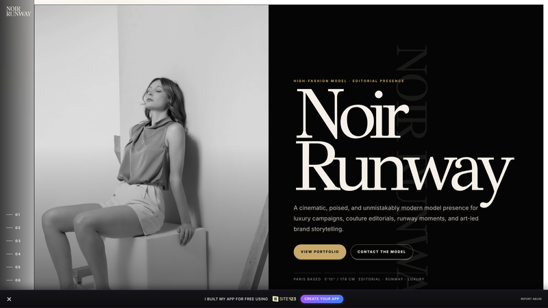 Noir Runway Editorial Model Portfolio