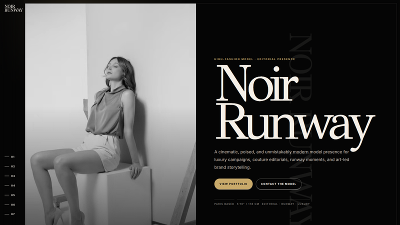 Noir Runway Editorial Model Portfolio