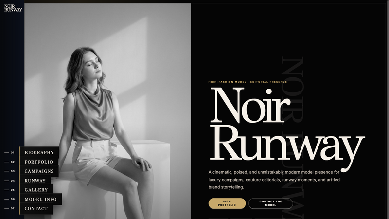 Noir Runway Editorial Model Portfolio