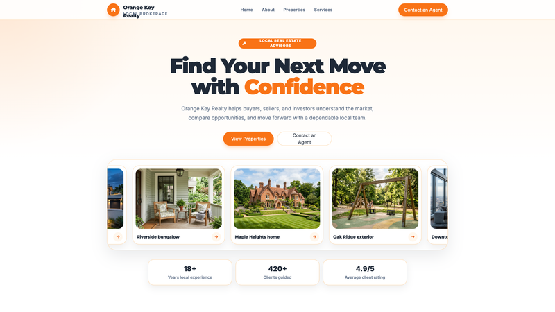 Modern Orange Real Estate One-Pager