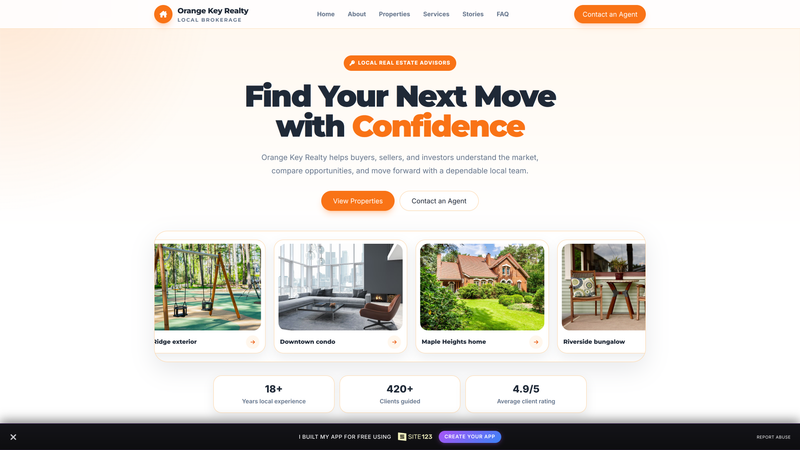 Modern Orange Real Estate One-Pager