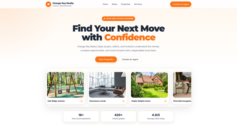 Modern Orange Real Estate One-Pager