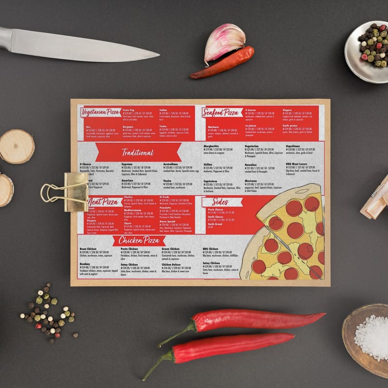 Menu mockup