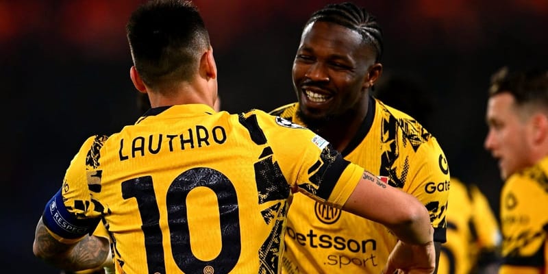 Inter took a step towards the Champions League quarter-finals with a 2-0 victory over Feyenoord in the first leg