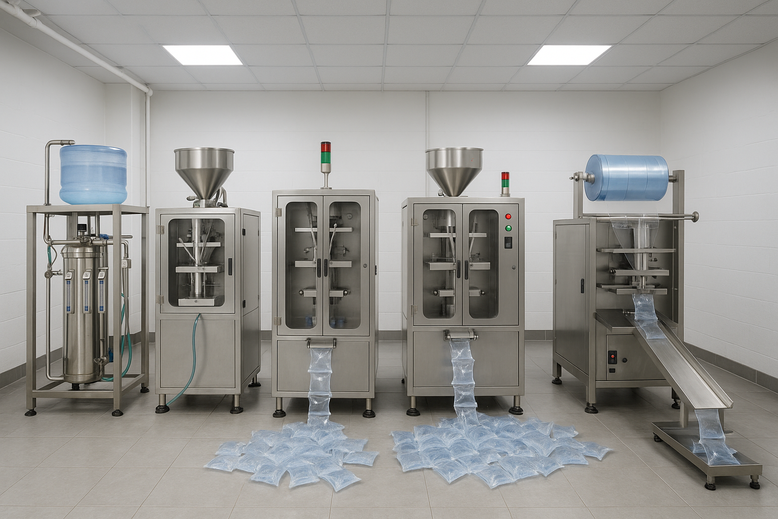 4-Machine Satchet Water Production Plant - Installed a 4-machine Satchet Water Production plant with a capacity of 480 bags per hour. Project delivered within a week.