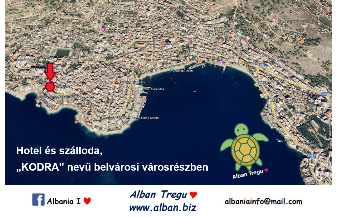 Saranda városban a napfényes Jón tenger partján, Korfu szigettel szemben, tengerparti apartman lakások egész évben kiadók.