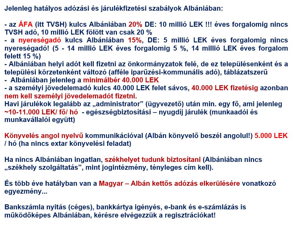 CÉGALAPÍTÁSA ALBÁNIÁBAN