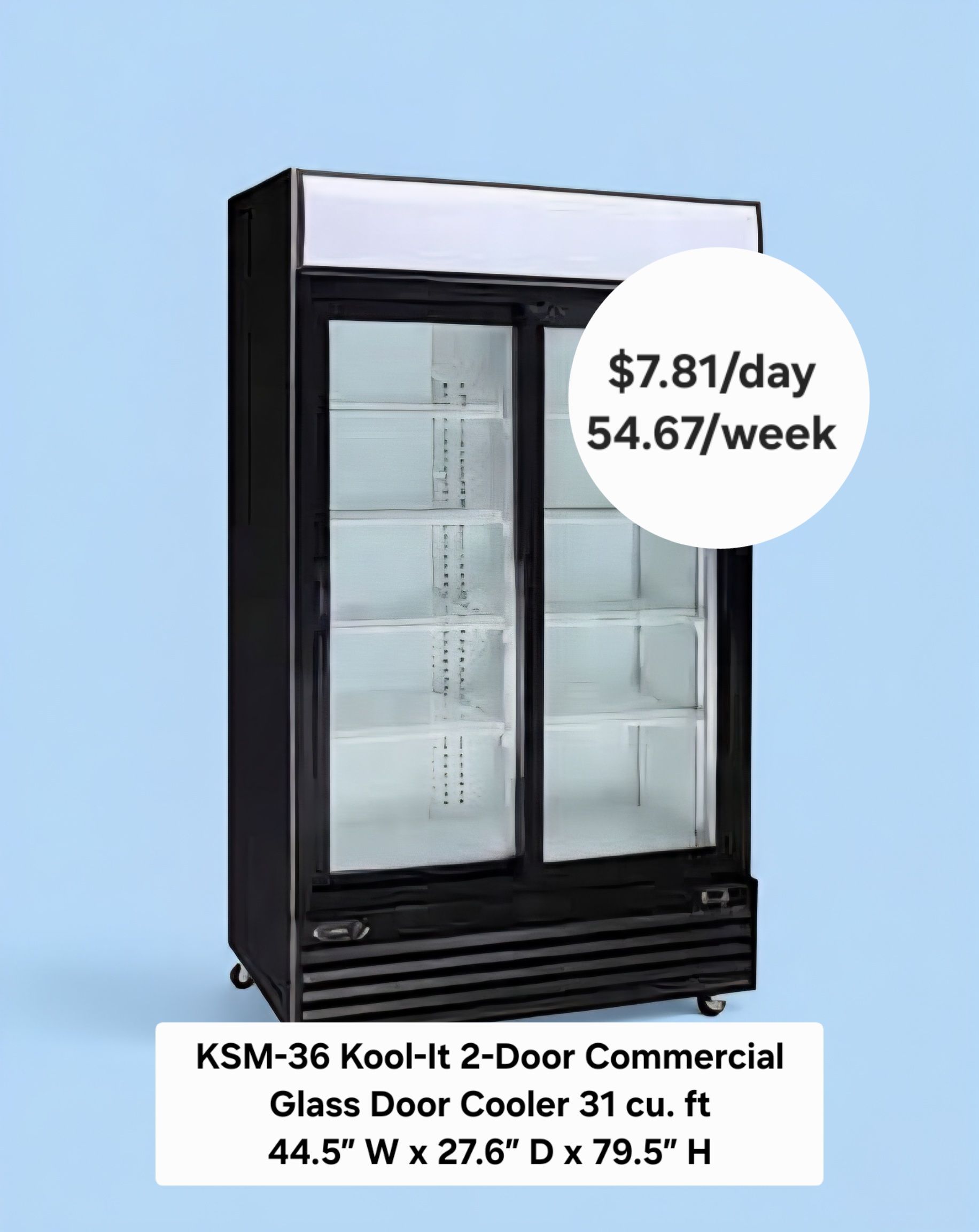 KOOL-IT KSM-36 Commercial cooler with 2 glass doors