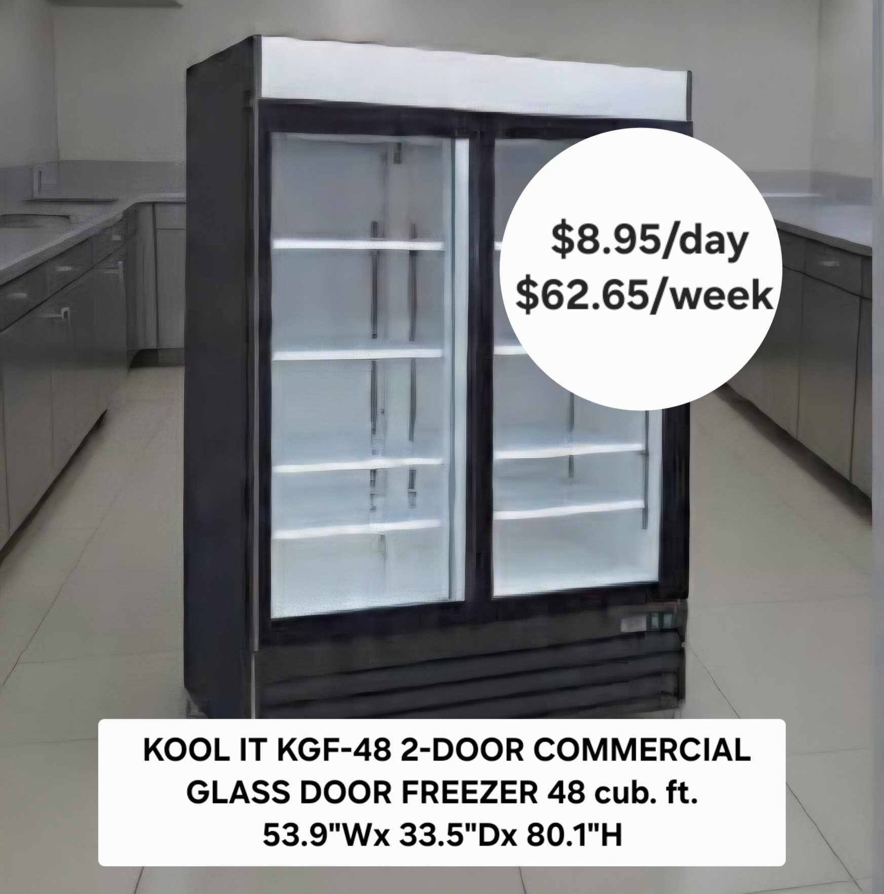 KOOL-IT KGF-48 Commercial freezer with 2 glass doors