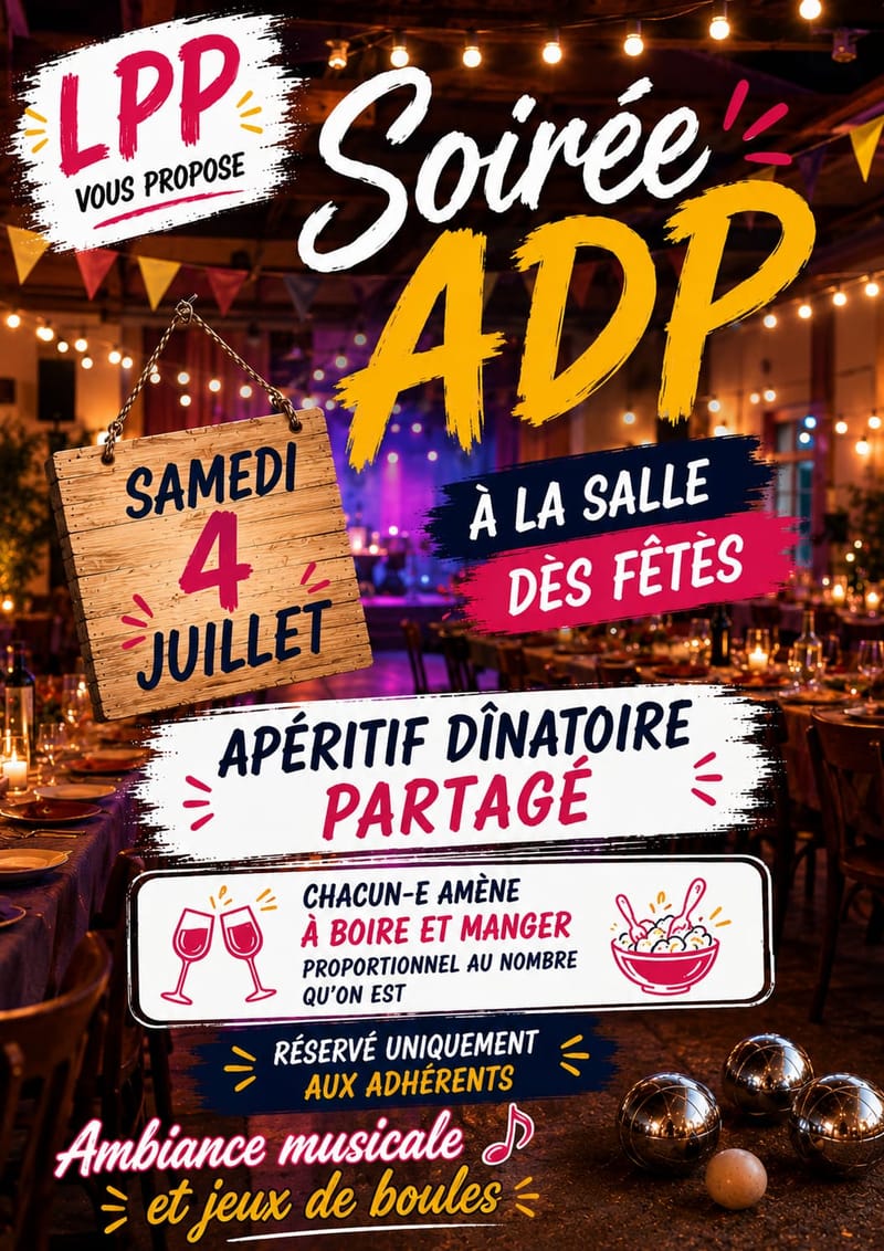 Soirée Apéritif Dînatoire Partagé