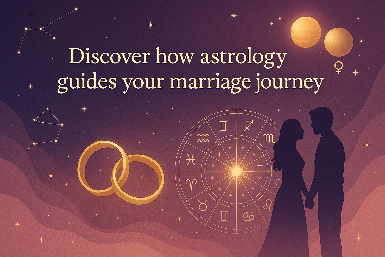 Astrological guide to marriage with kundli, zodiac signs, and harmony symbols