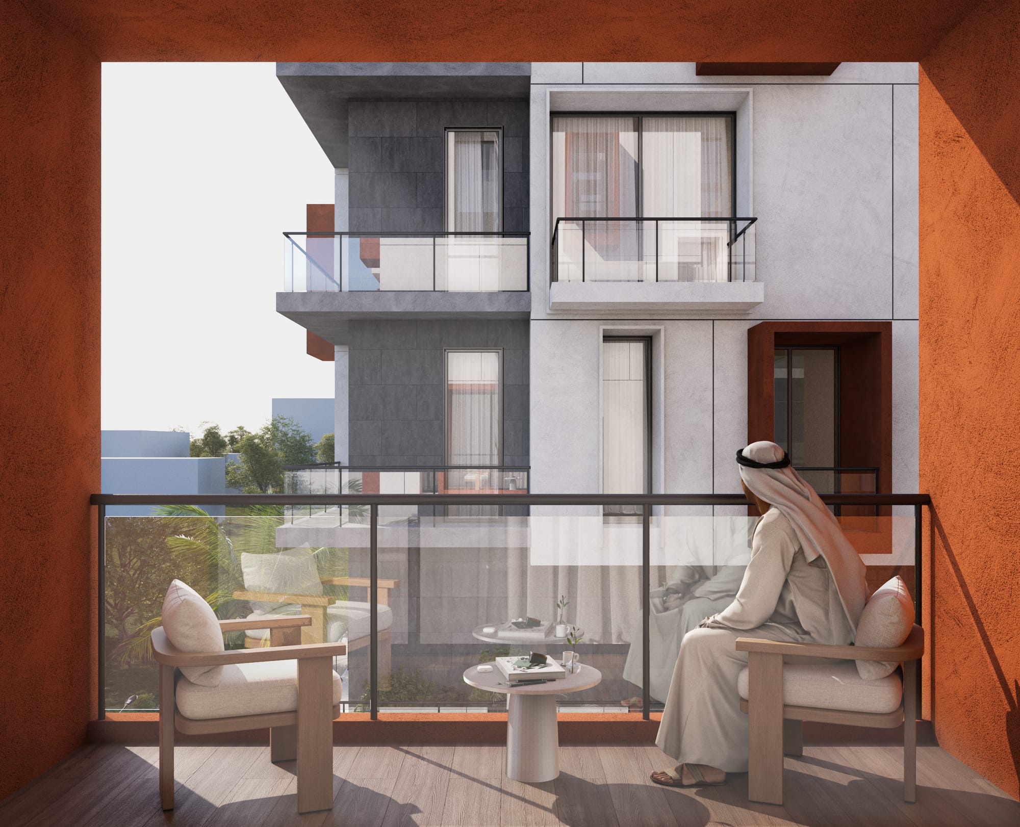 "Contemporary Residential Design with Vibrant Geometric Charm"