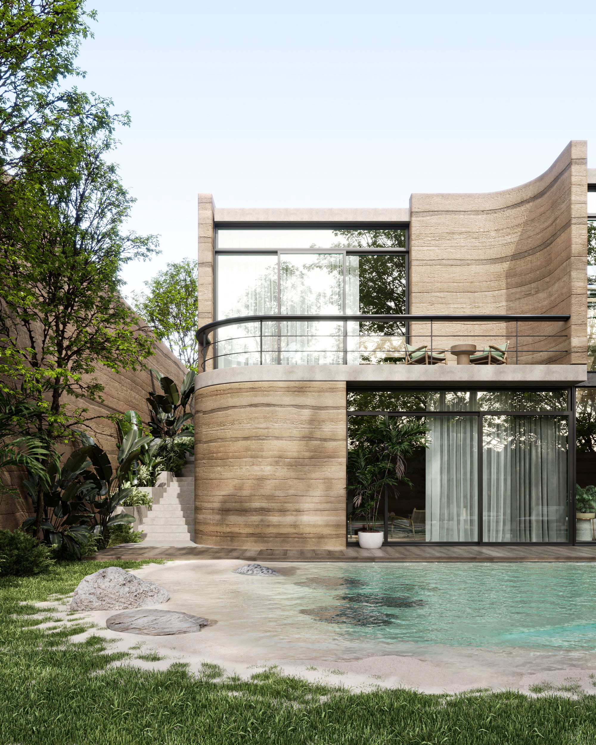 "Contemporary Residential Design with Vibrant Geometric Charm"