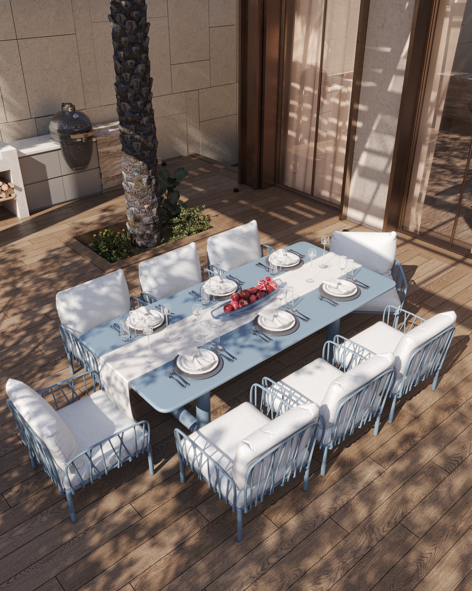 A refined facade blending modern lines with timeless arches.