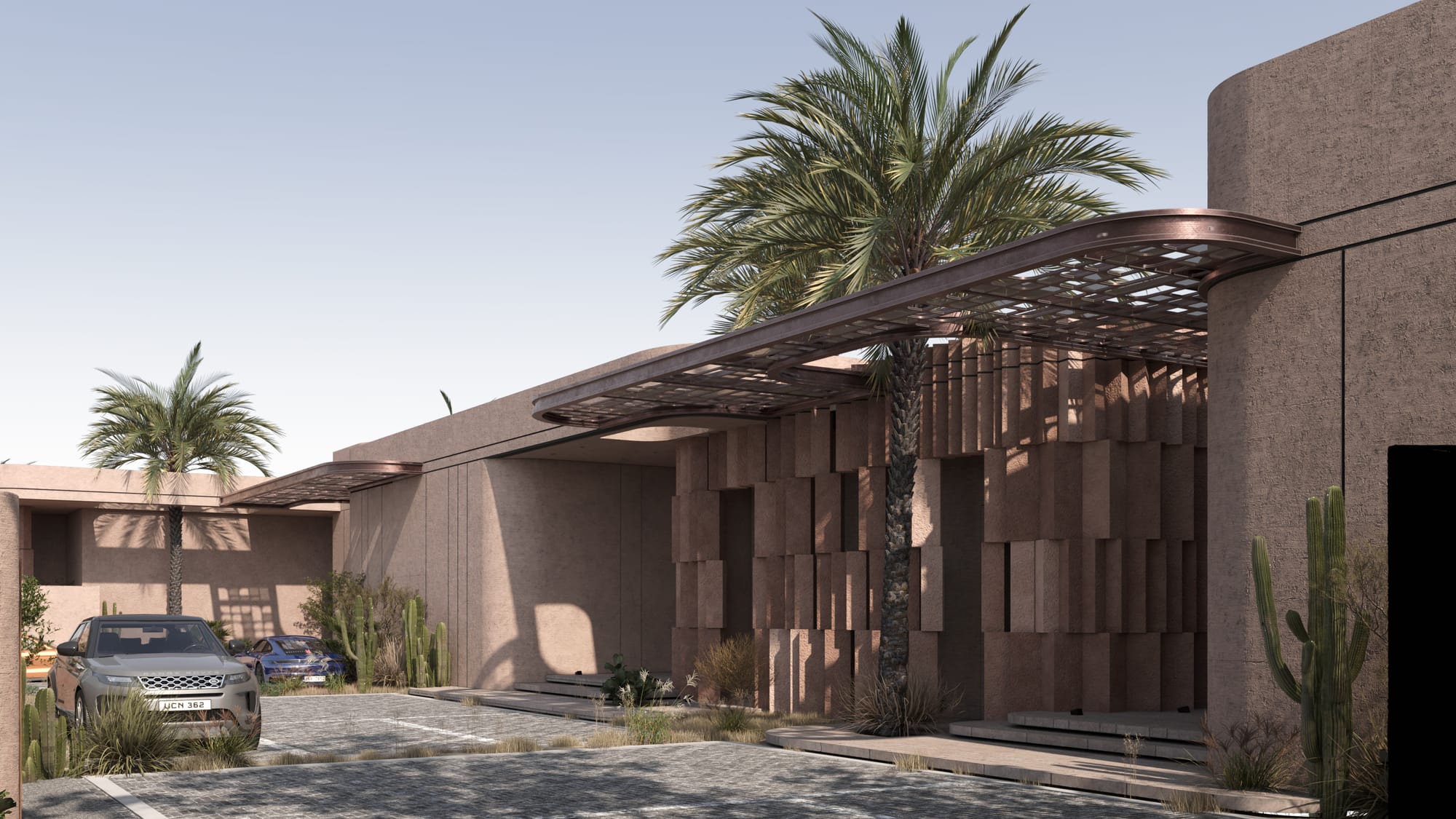 Repetition and rhythm in the façade create a quiet architectural order.