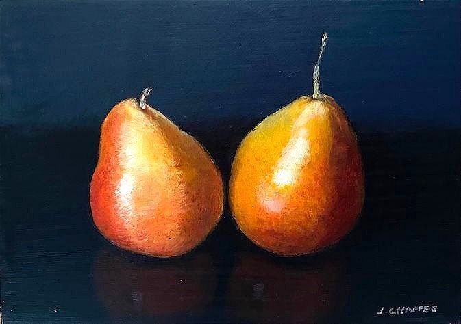 A Perfect Pair, Oil on board, 5" x7"