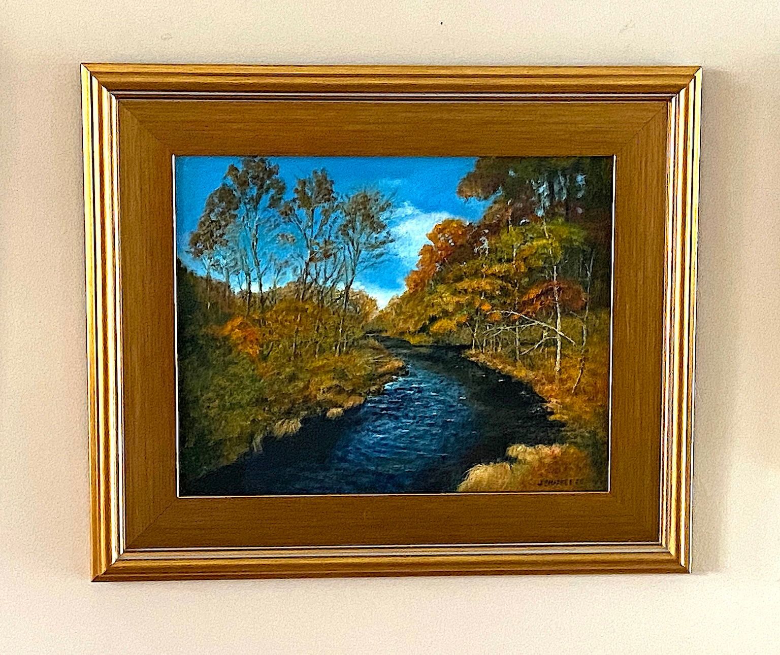 Black Ledge River, oil, framed