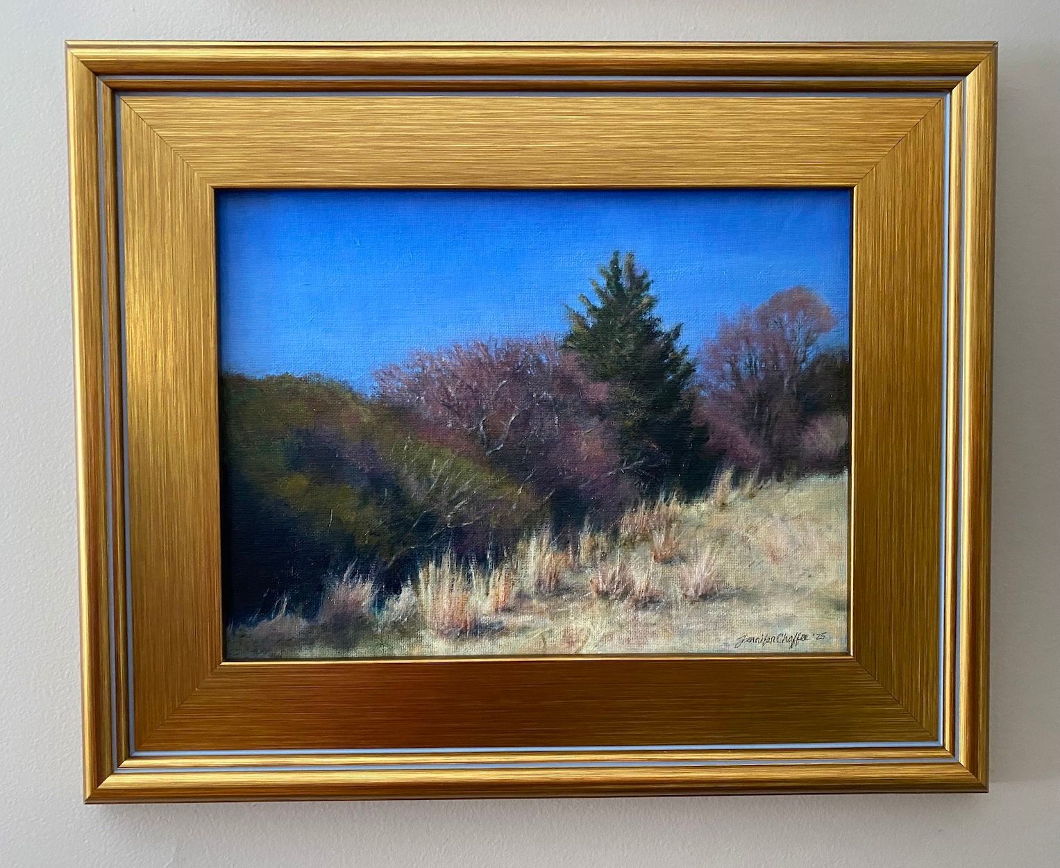 Grassy Hillside, oil, framed