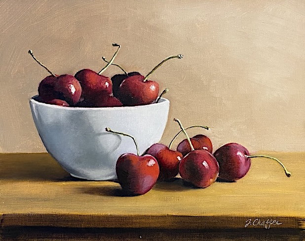 Cherries in White Bowl