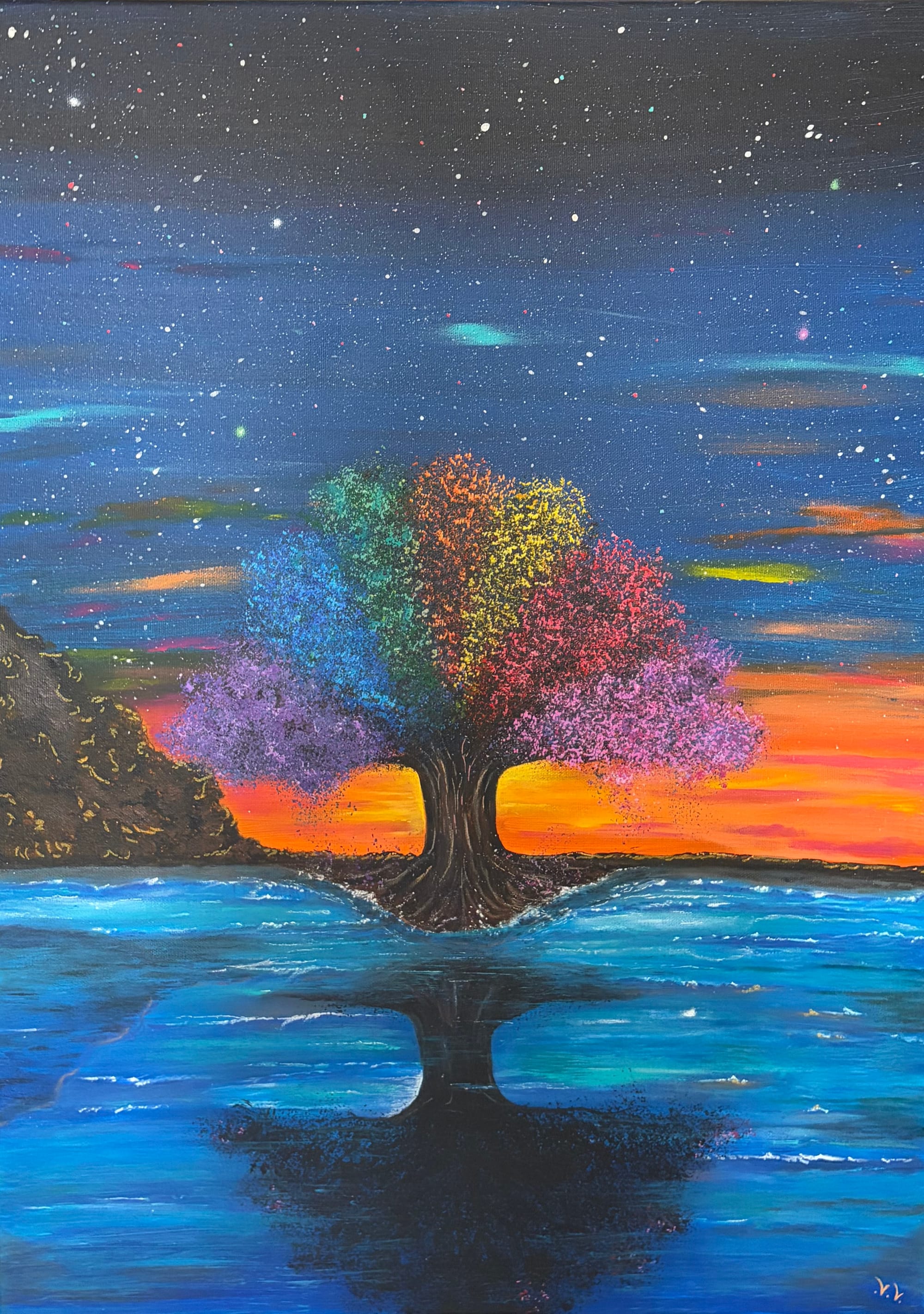 ARBRE DE VIE COLORÉ 55X75 cm