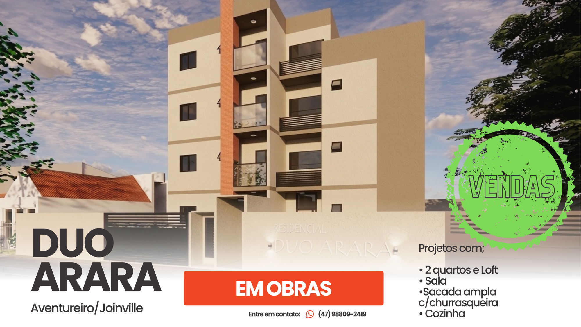 🏢 Duo Araras I Residencial - Localizado no charmoso bairro Aventureiro.