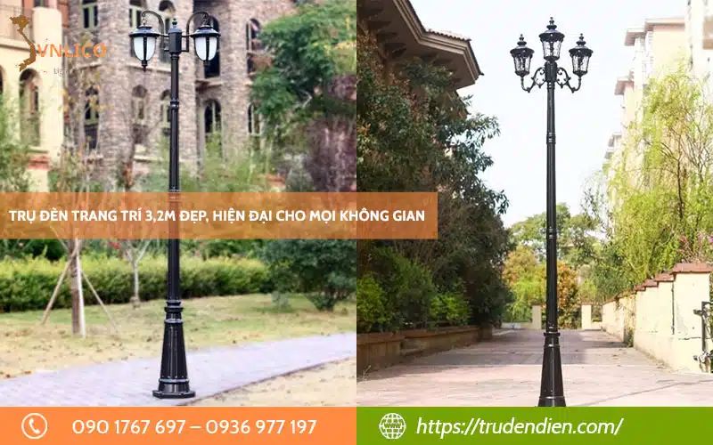 Trụ đèn trang trí 3,2m đẹp, hiện đại cho mọi không gian