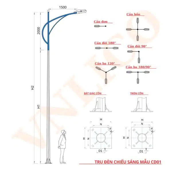 Cột đèn cao áp STK 01