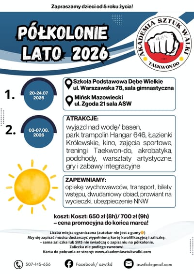 PÓŁKOLONIE LATO 2026