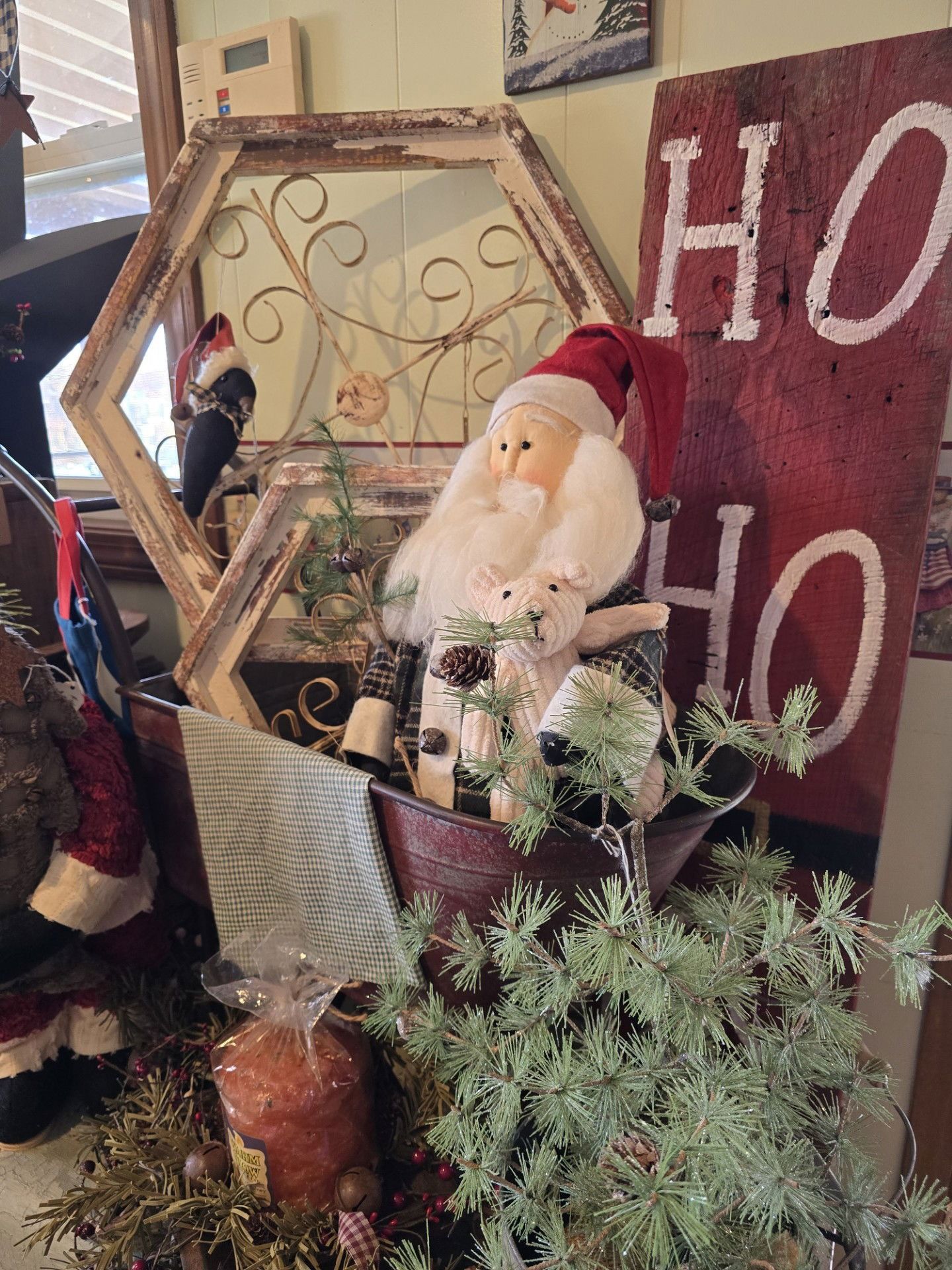 Santa in Green Plaid Robe