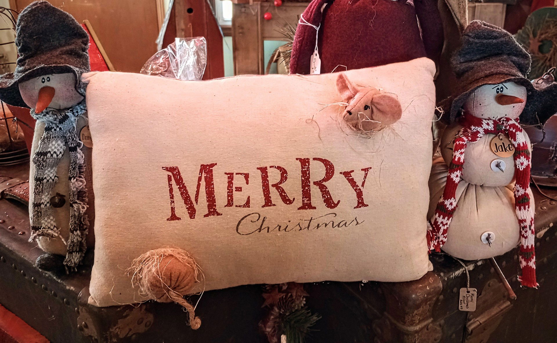 Merry Christmas Pillow With Mice