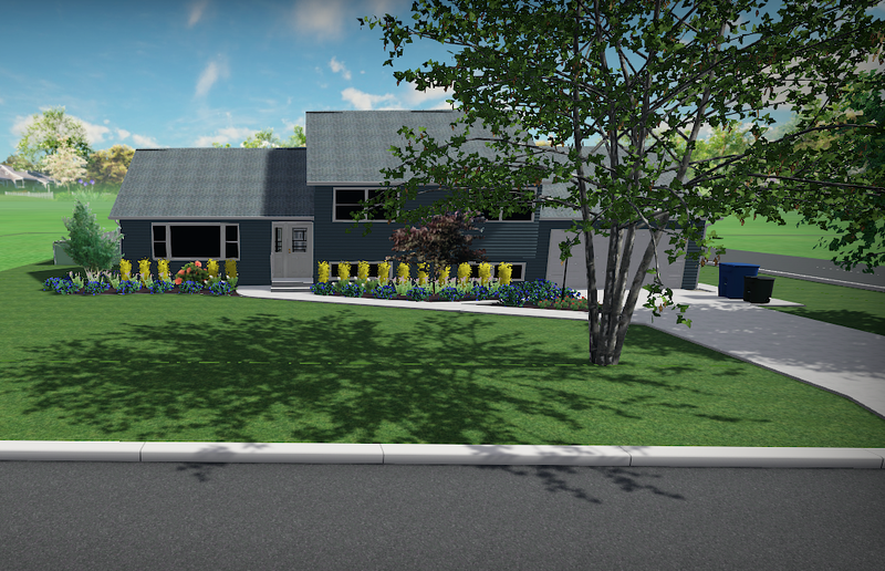  A Bold Transformation: Low Maintenance Landscaping for a Navy Blue Home