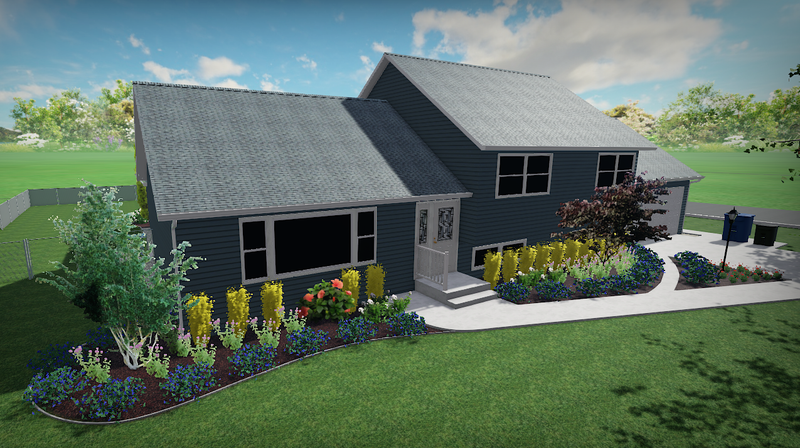  A Bold Transformation: Low Maintenance Landscaping for a Navy Blue Home