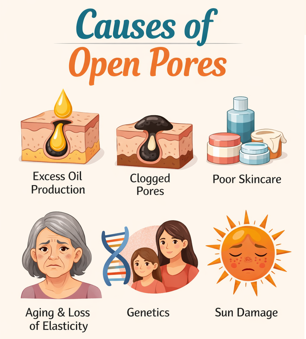 Causes of open pores