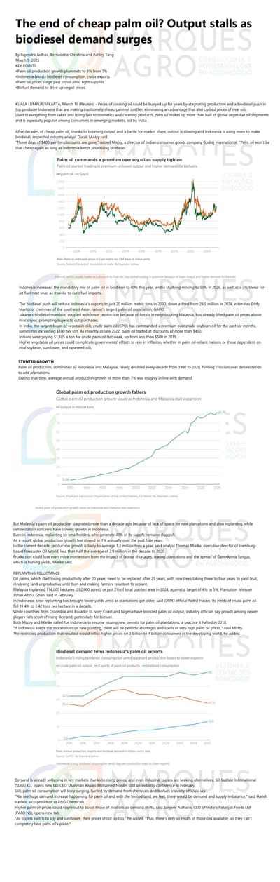 THE END OF CHEAP PALM OIL ?