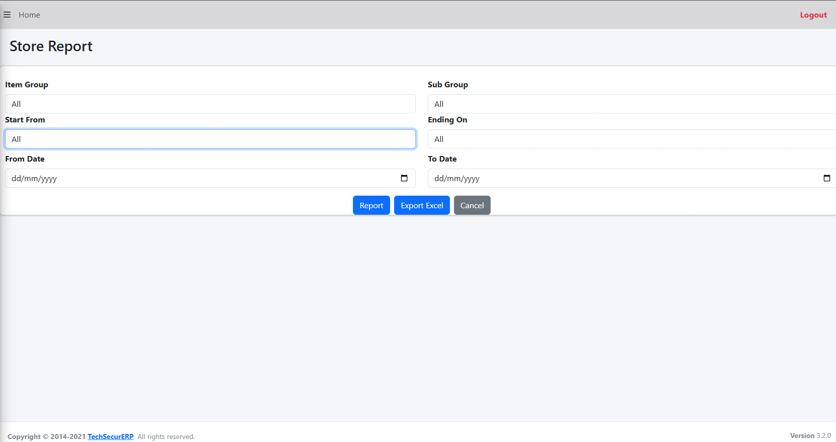Stock Report Menu