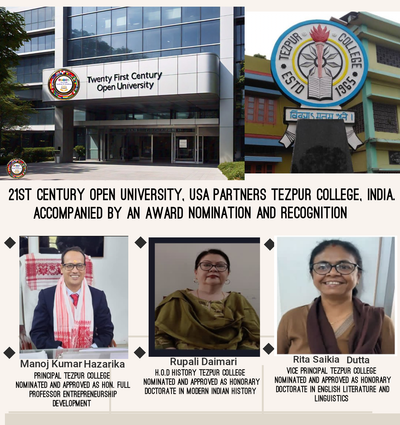 21st Century Open University, USA Partners with Tezpur College, India