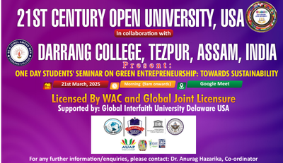 News Flash!     ONE DAY STUDENTS' SEMINAR ON GREEN ENTREPRENEURSHIP: TOWARDS SUSTAINABILITY