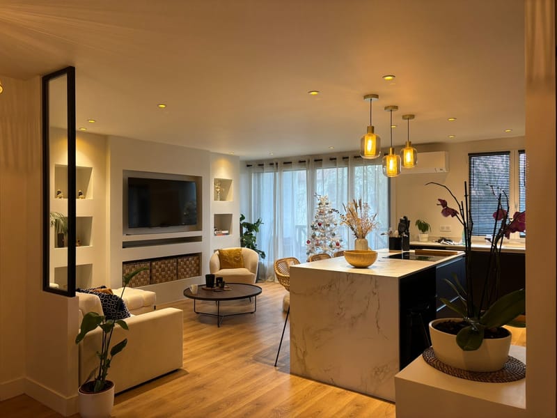 Salon et cuisine ouverte