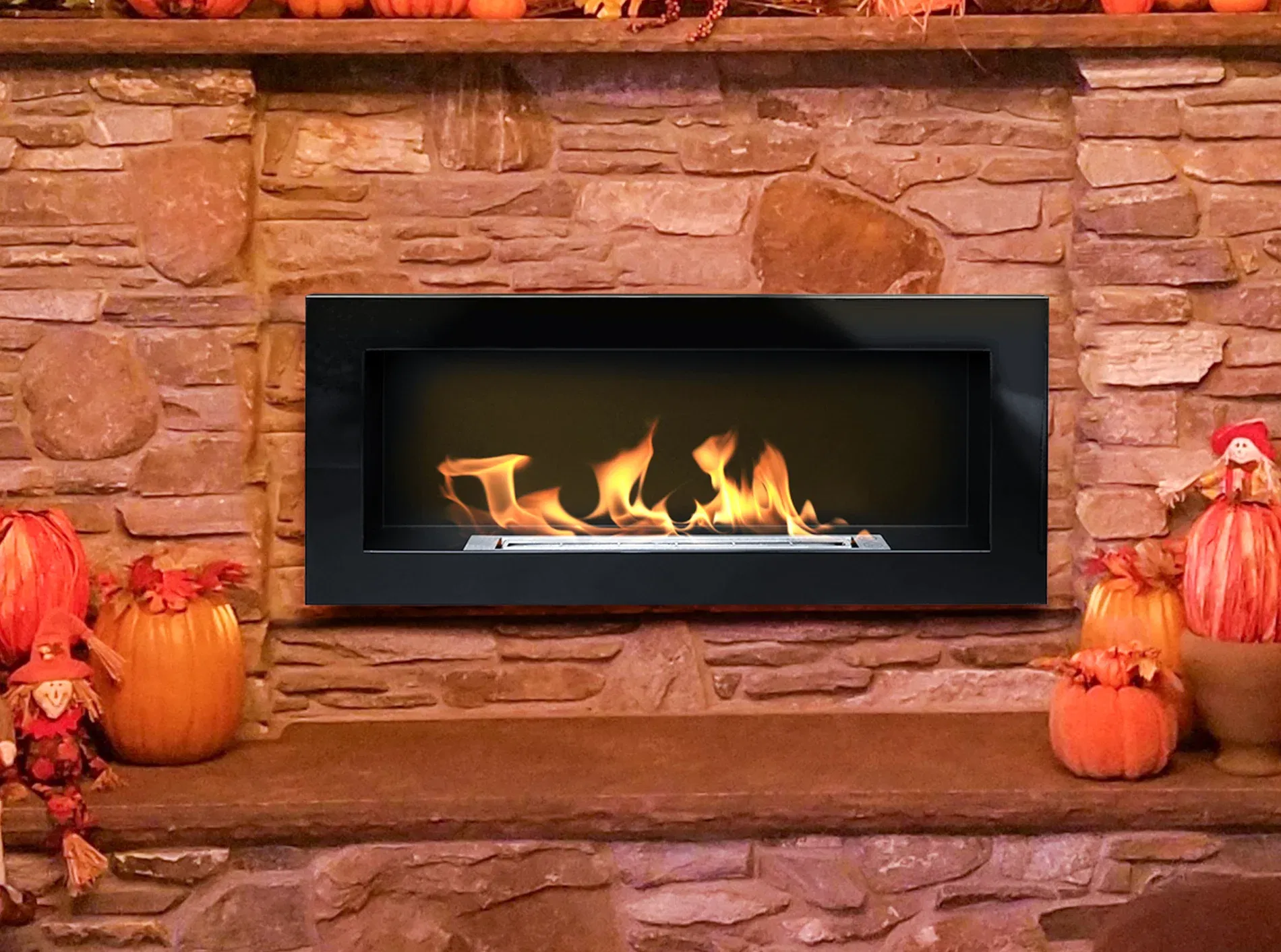 Biokominek wiszący 900×400 czarny połysk