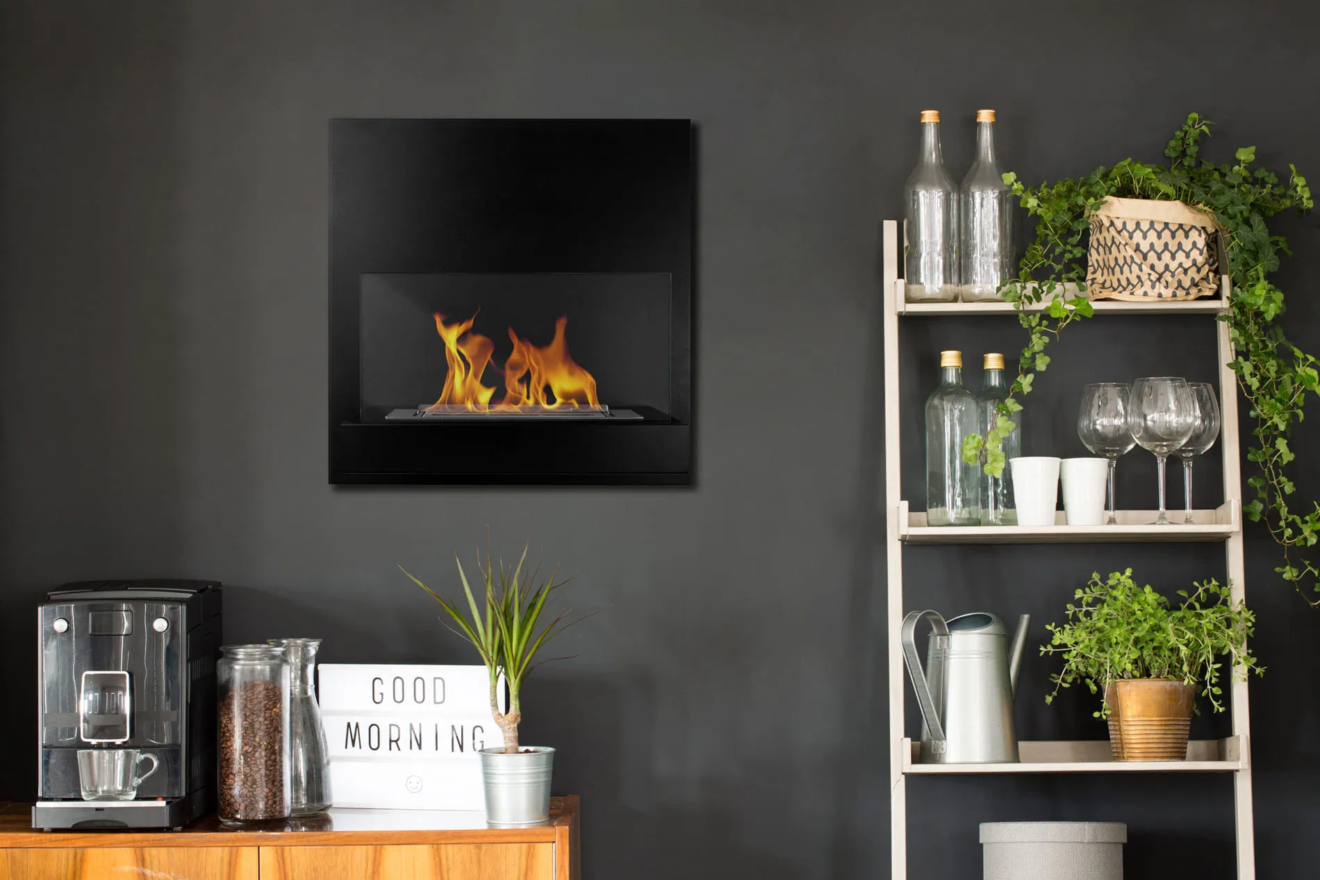 Biokominek wiszący BOARD czarno-czarny