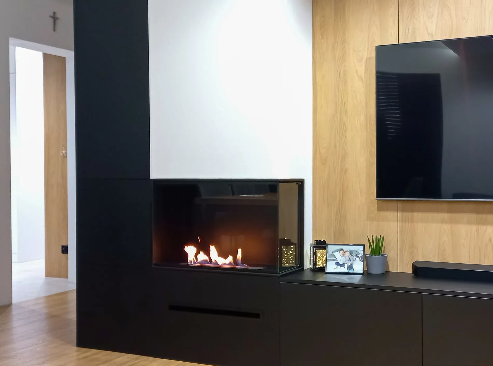 Biokominek do zabudowy NAROŻNY BIO-EKO PRAWY