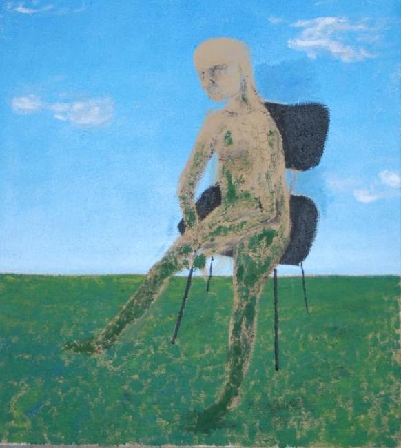 2014  55x40 cm Akryl, hlína a mech na jutovém plátně