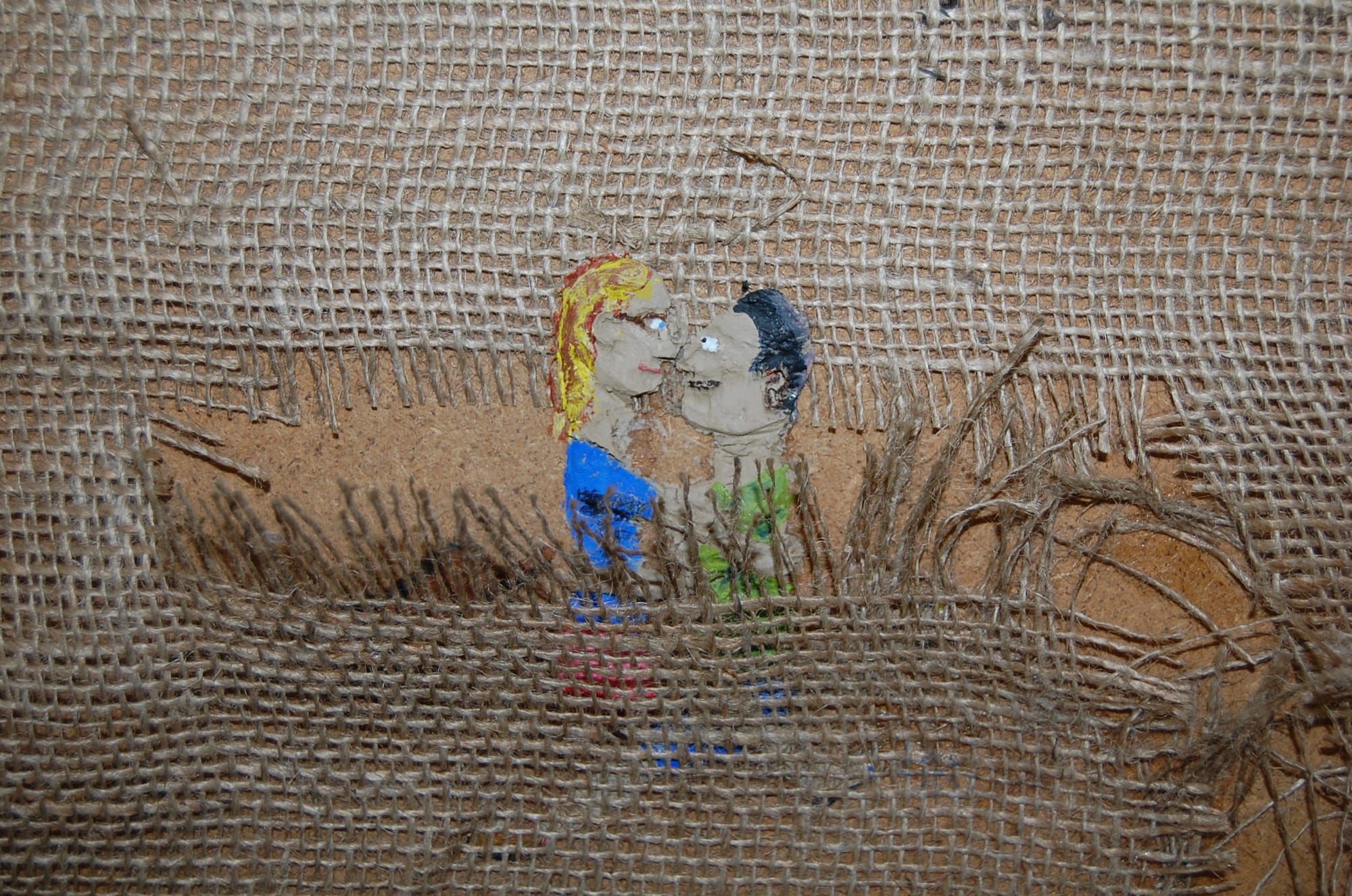 2015 60x70 cm Akryl a juta na desce