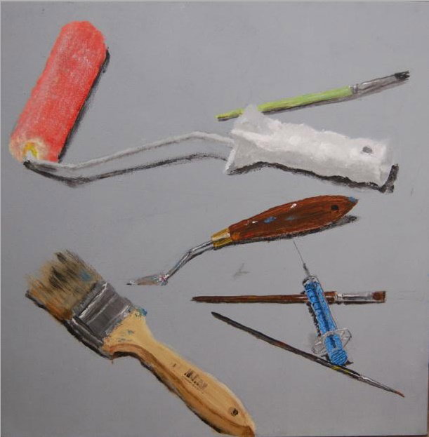 Still life with painting supplies
