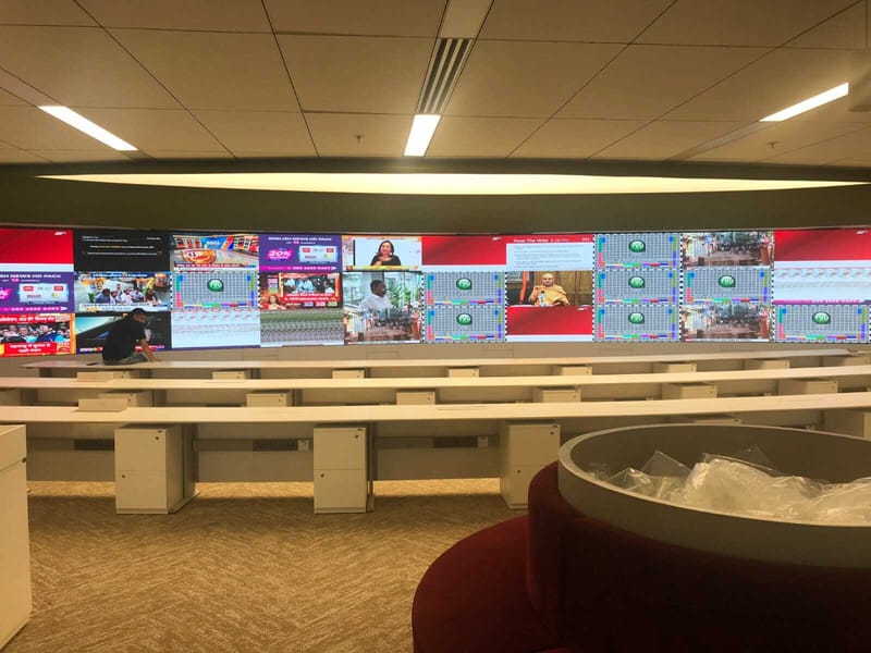 We have successfully installed approximately 1500 sq. ft LED walls comprising SMD, P1.8 and COB P1.25 in NDTV , Noida news room and all studios also.