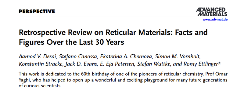 Retrospective Review on Reticular Materials: Facts and Figures Over the Last 30 Years