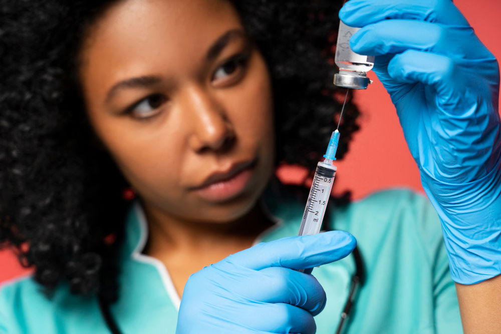 gloved nurse in green scrubs preparing a syringe, illustrating parenteral route of medication administration.