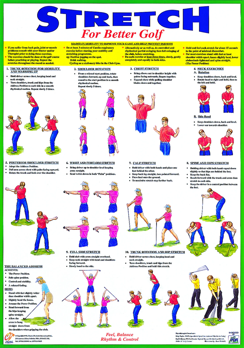 Essential Stretches for Golf.                                     Courtesy the Melbourne Golf Injury Clinic