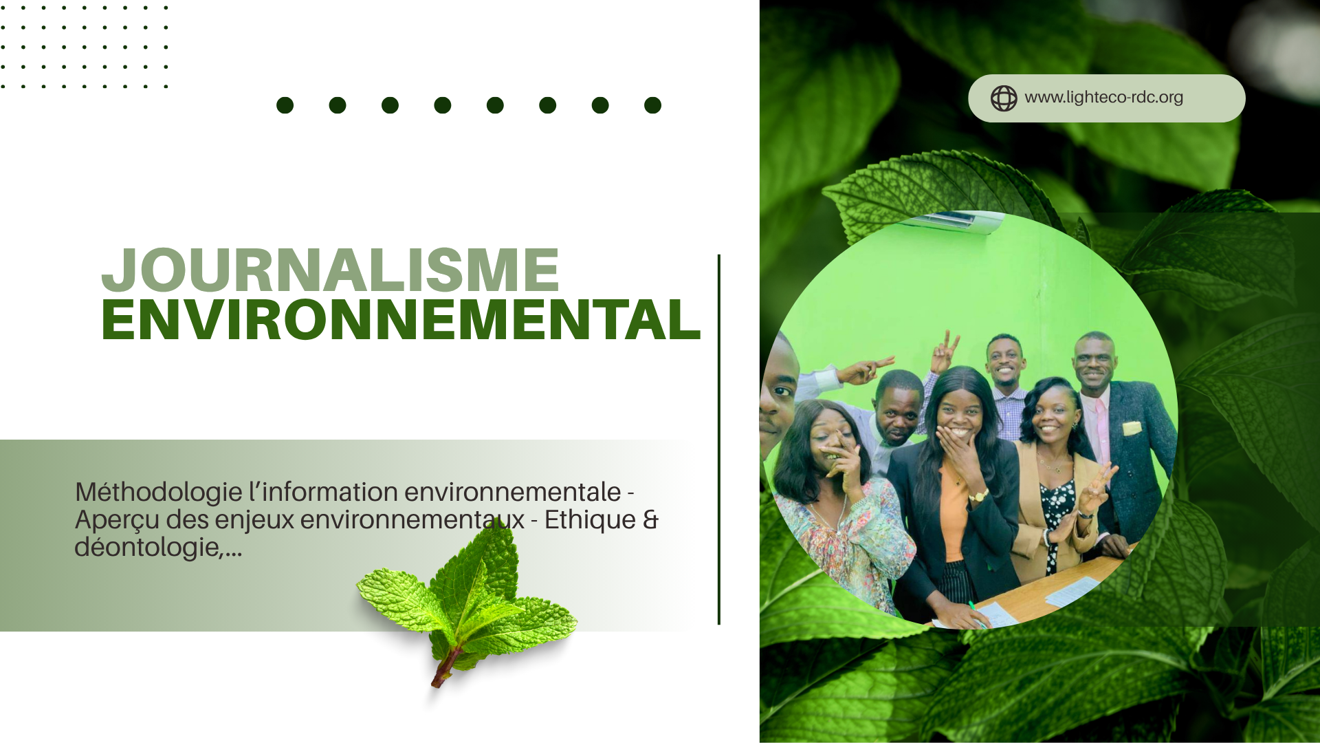 FORMATION EN JOURNALISME ENVIRONNEMENTAL - LIGHT ECO RDC